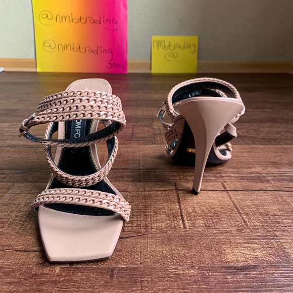 Tom Ford woven strappy fiber open toe tan sandals - Picture 4 of 16